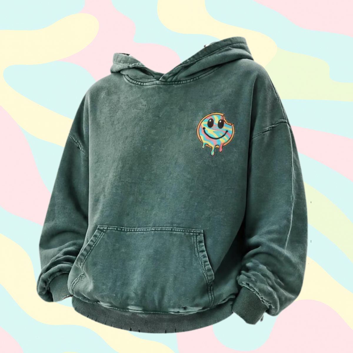 Cookie Trip Distressed Oversized Cotton Hoodie