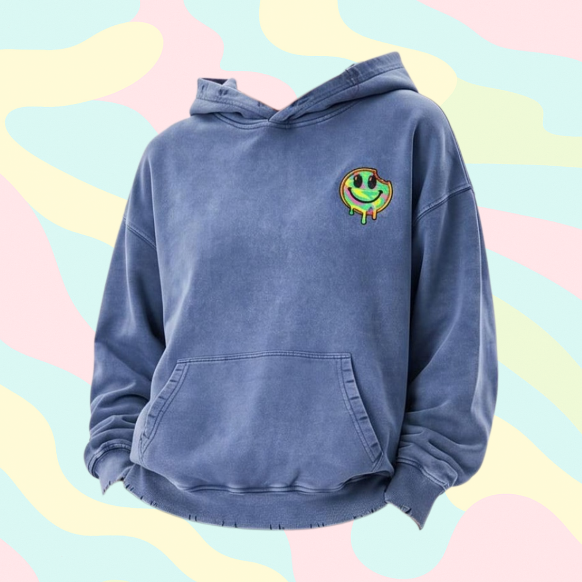 Cookie Trip Distressed Oversized Cotton Hoodie