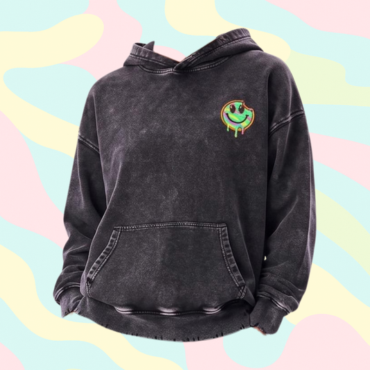 Cookie Trip Distressed Oversized Cotton Hoodie