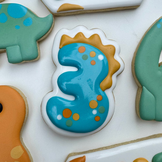 Cartoon Dinosaur Number Three Cookie Cutter