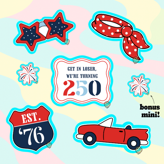 America 250 Fourth of July Road Trip Cookie Cutter Set - 8 pieces - FREE SHIPPING!